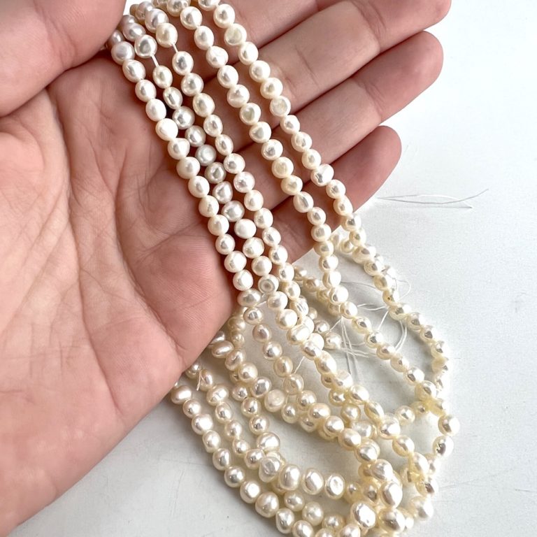 Freshwater Cultured White Pearl Nuggets Approx 4 - 5mm 36cm String - Image 7