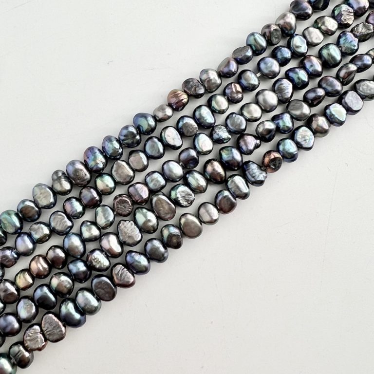 Freshwater Cultured Peacock (Dyed) Pearl Nuggets Approx 6 - 7mm 36cm String - Image 2