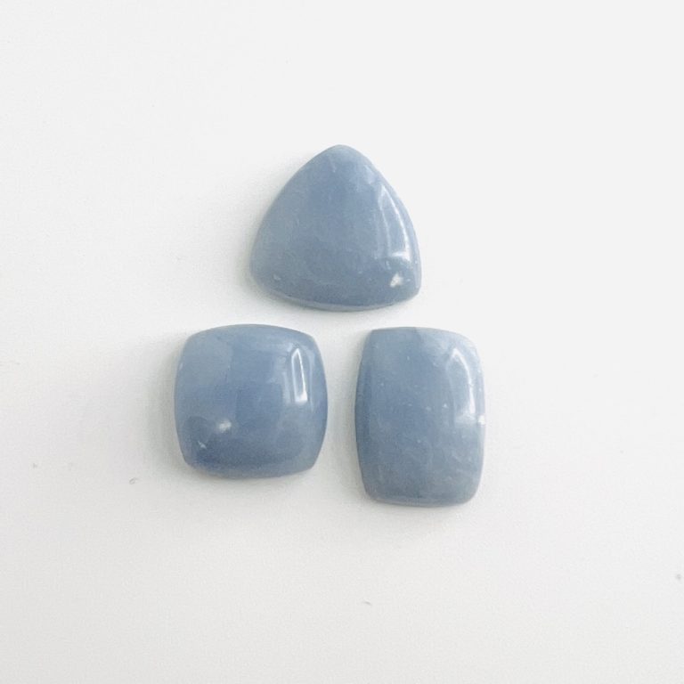 Angelite Ring Sized Mixed Shape Cabochons Approx 10 - 15mm 3 Piece Pack - Image 2