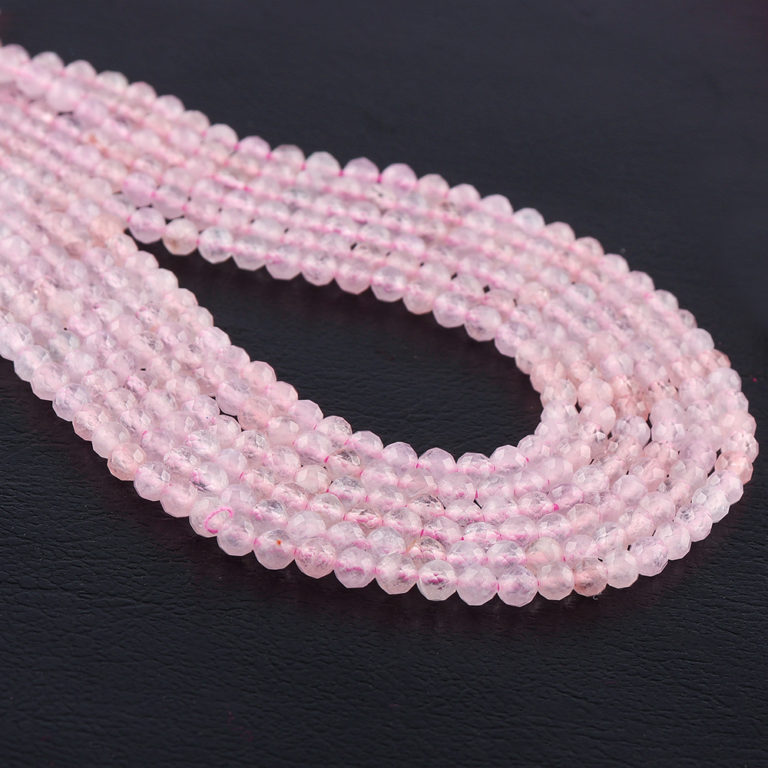 Rose Quartz Micro Faceted Rounds Beads Approx 2mm 32cm Strand - Image 3