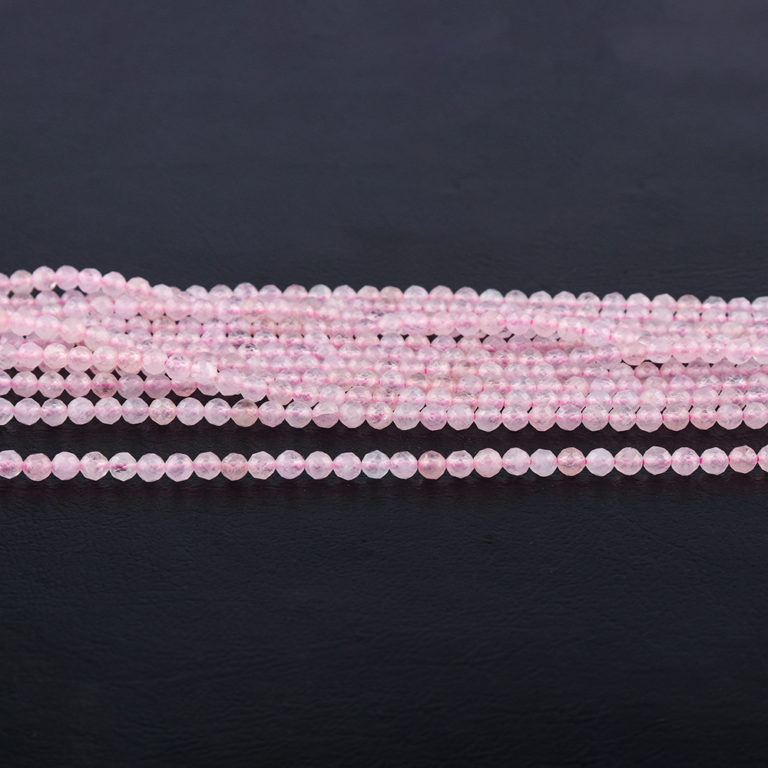 Rose Quartz Micro Faceted Rounds Beads Approx 2mm 32cm Strand - Image 2