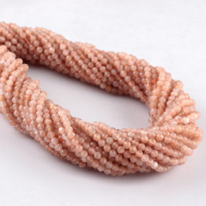 Peach Moonstone Micro Faceted Rounds Beads Approx 2mm 32cm Strand