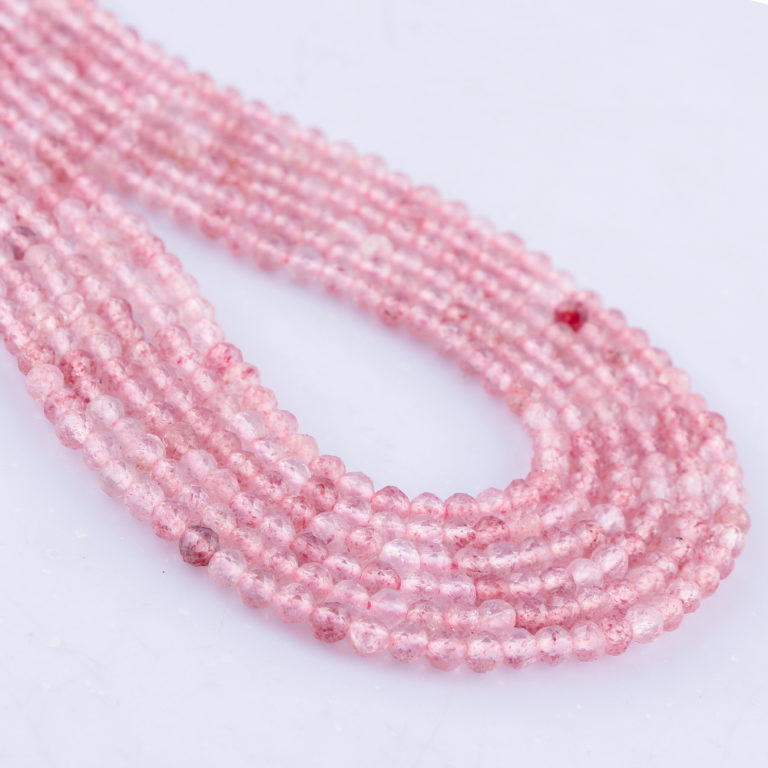 Strawberry Quartz Micro Faceted Rounds Beads Approx 2mm 32cm Strand - Image 3