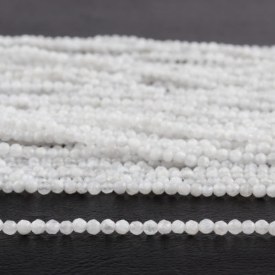 White Agate Micro Faceted Rounds Beads Approx 2mm 32cm Strand Close up
