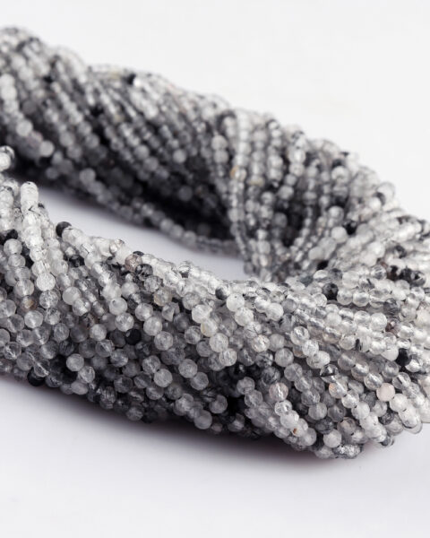 Black Rutile Micro Faceted Rounds Beads Approx 2mm 32cm Strand