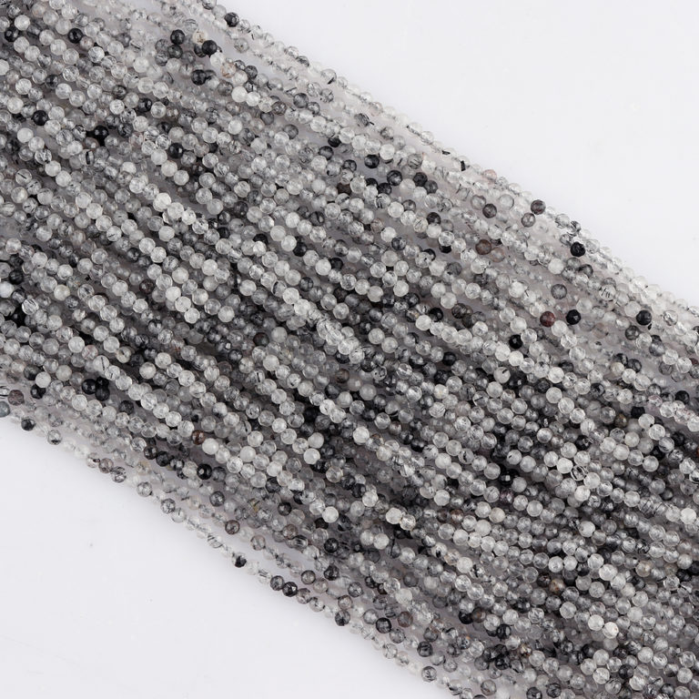 Black Rutile Micro Faceted Rounds Beads Approx 2mm 32cm Strand - Image 4