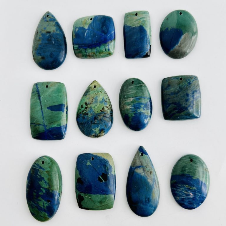 Azurite Top Drilled Cabochons Approx 25 - 30mm with 0.8mm Drill Hole - Image 3