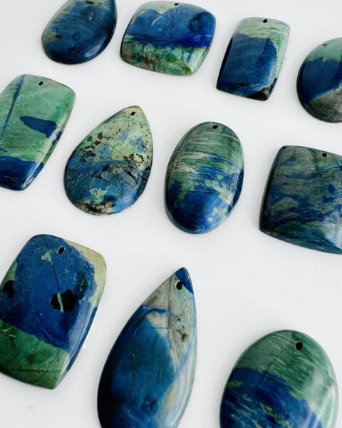 Azurite Top Drilled Cabochons Approx 25 - 30mm with 0.8mm Drill Hole