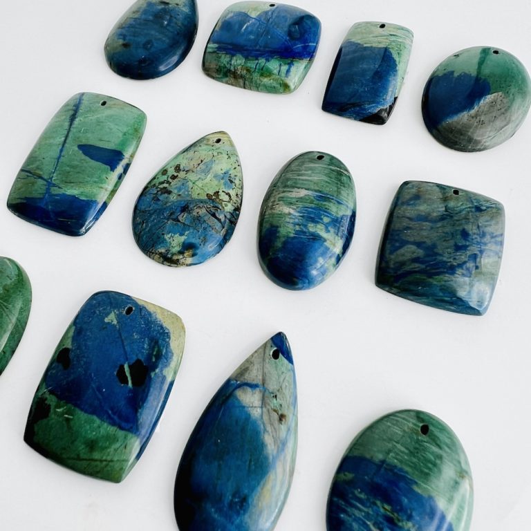 Azurite Top Drilled Cabochons Approx 25 - 30mm with 0.8mm Drill Hole