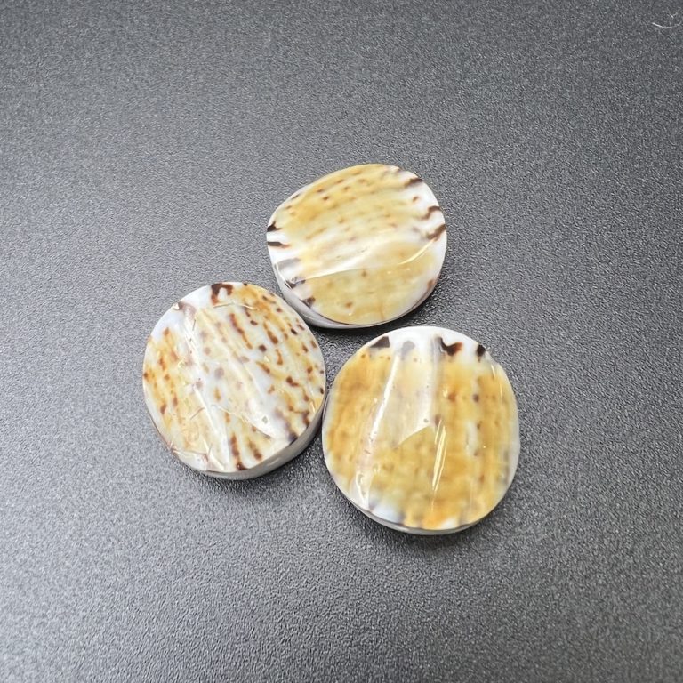 Round Leopard Spotted Cowrie Shell Beads 3 Piece Pack