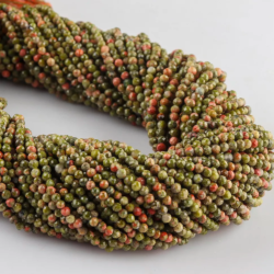 Unakite Micro Faceted Rounds Beads Approx 2mm 32cm Strand