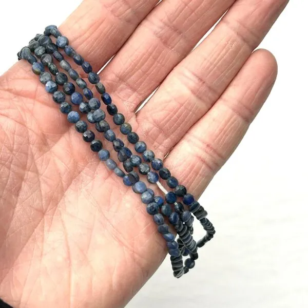 Lapis Lazuli Micro Faceted Coin Beads Approx 4mm 32cm Strand - Image 3