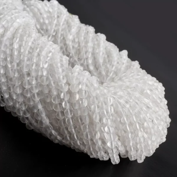 Clear Quartz Micro Faceted Coin Beads Approx 4mm 32cm Strand