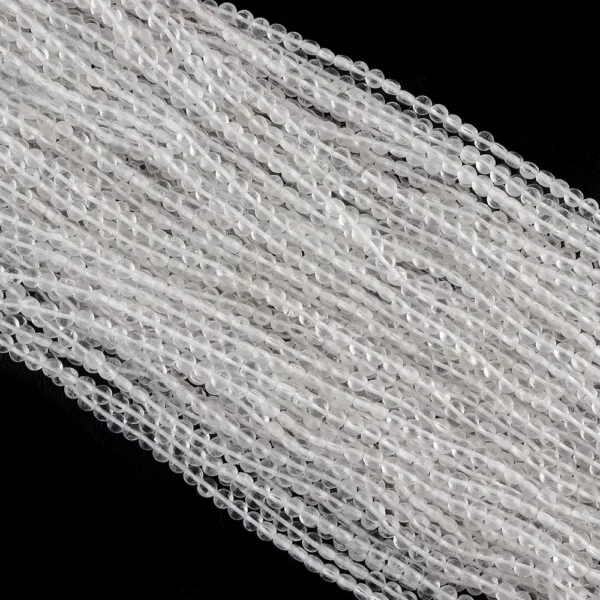 Clear Quartz Micro Faceted Coin Beads Approx 4mm 32cm Strand - Image 3