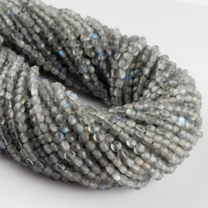 4mm Labradorite Beads - Micro Faceted Coin Gemstone Strand (32cm)