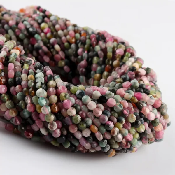 Multi Tourmaline Micro Faceted Coin Beads Approx 4mm 32cm Strand