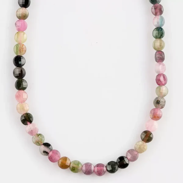 Multi Tourmaline Micro Faceted Coin Beads Approx 4mm 32cm Strand - Image 3