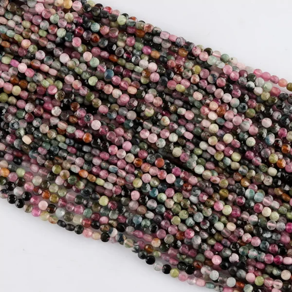 Multi Tourmaline Micro Faceted Coin Beads Approx 4mm 32cm Strand - Image 4