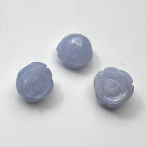 12mm Blue Lace Agate Bead - Carved Flower Side Drilled 3pcs
