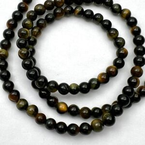 Yellow & Blue Tigers Eye Smooth Round Approx 4mm Beads Approx 38cm Strand