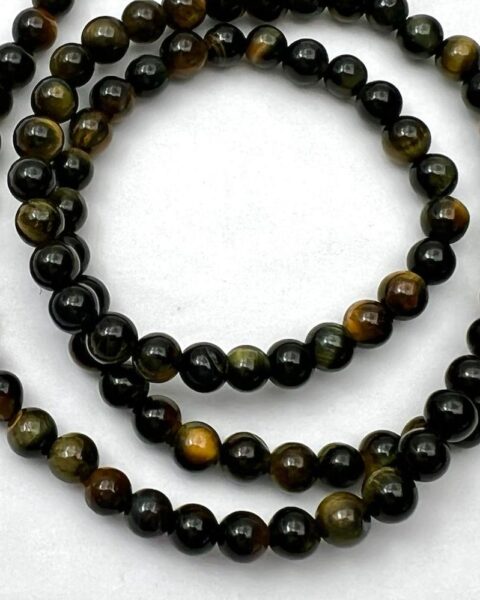 Yellow & Blue Tigers Eye Smooth Round Approx 4mm Beads Approx 38cm Strand