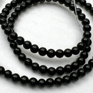 4mm Black Agate Beads - Smooth Round Gemstone Strand (38cm)