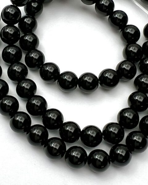 Black Agate Smooth Round Approx 6mm Beads Approx 38cm Strand