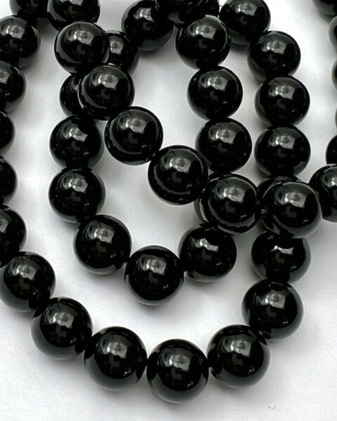 Black Agate Smooth Round Approx 8mm Beads Approx 38cm Strand