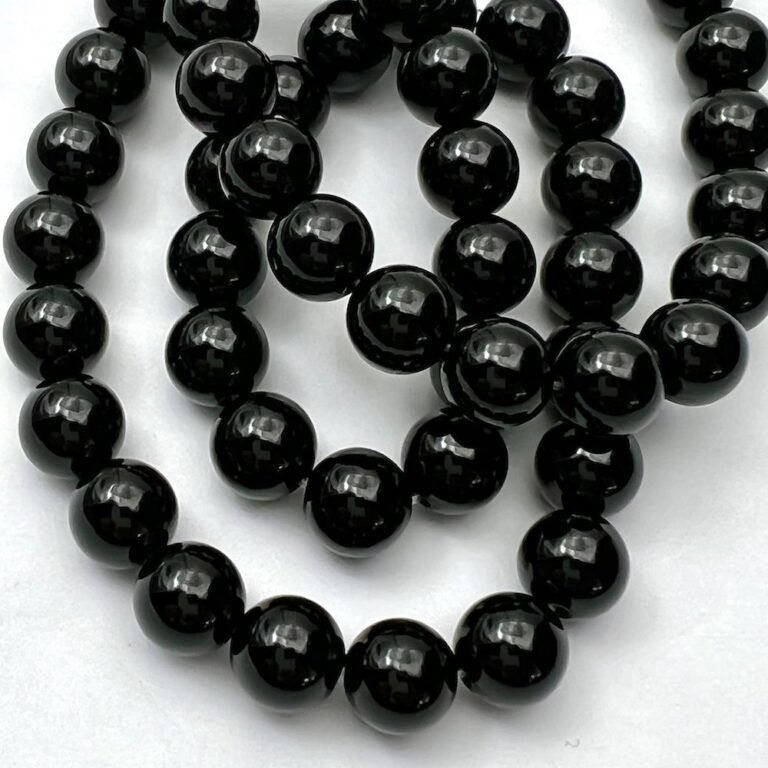 Black Agate Smooth Round Approx 8mm Beads Approx 38cm Strand