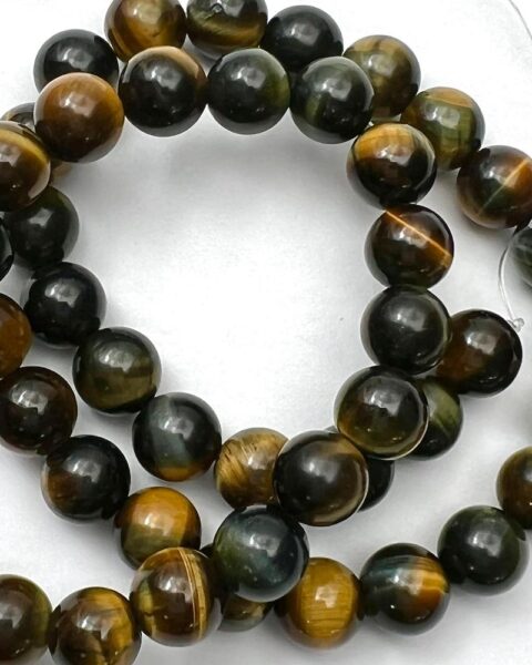 Yellow & Blue Tigers Eye Smooth Round Approx 8mm Beads Approx 38cm Strand