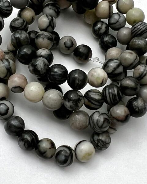 Black Vein Jasper Smooth Round Approx 4mm Beads Approx 38cm Strand