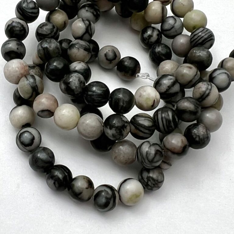 Black Vein Jasper Smooth Round Approx 6mm Beads Approx 38cm Strand