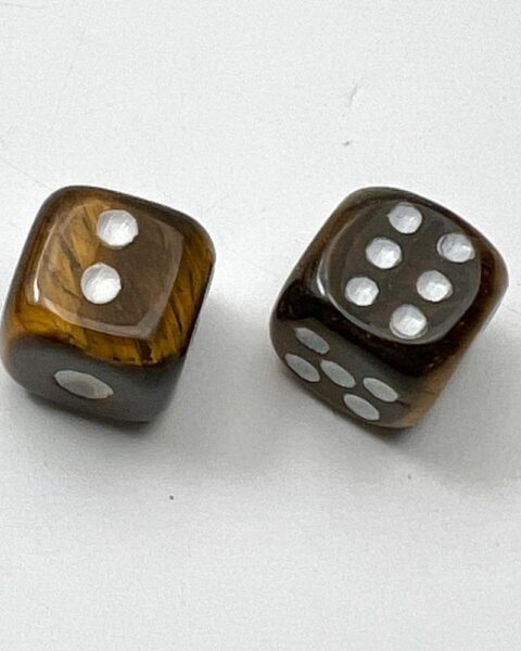 Yellow Tigers Eye Dice Approx 15 x 15mm 2pcs