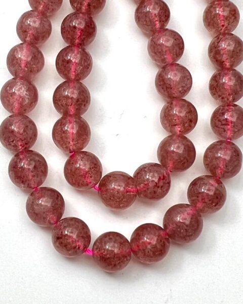 Strawberry Quartz Smooth Round Approx 8mm Beads 38cm Strand