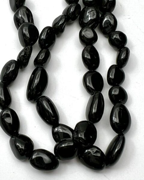 Black Tourmaline Nuggets Approx 5 - 10mm Approx 38cm Strand