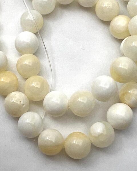 Yellow Shell Smooth Round Approx 8mm Beads Approx 38cm Strand