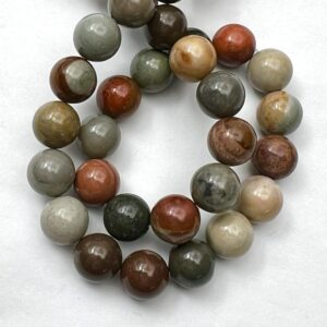 10mm American Picture Jasper Beads - Smooth Round Gemstone Strand (38cm)