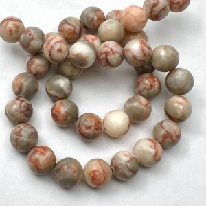 10mm Red Veined Jasper Beads - Smooth Round Gemstone Strand (38cm)