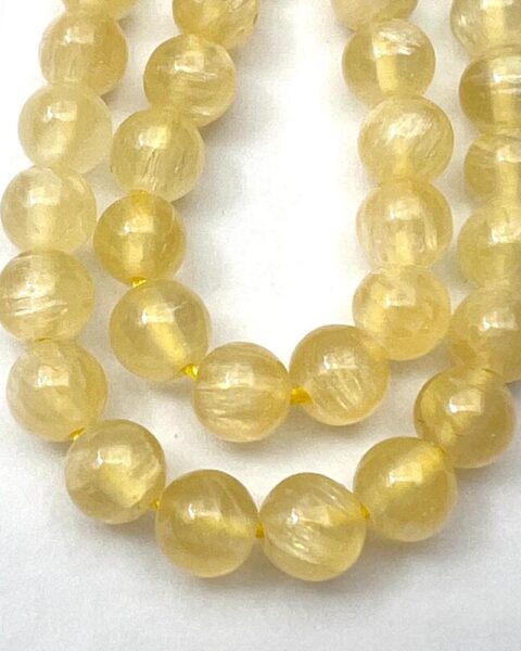 Yellow Calcite Smooth Round Approx 6mm Beads Approx 38cm Strand