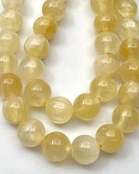 Yellow Calcite Smooth Round Approx 8mm Beads Approx 38cm Strand