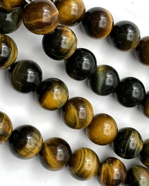 Yellow & Blue Tigers Eye Smooth Round Approx 10mm Beads Approx 38cm Strand