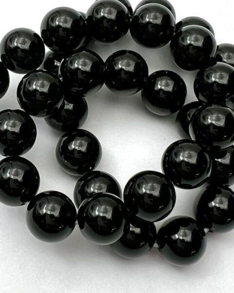 Black Agate Smooth Round Approx 10mm Beads Approx 38cm Strand