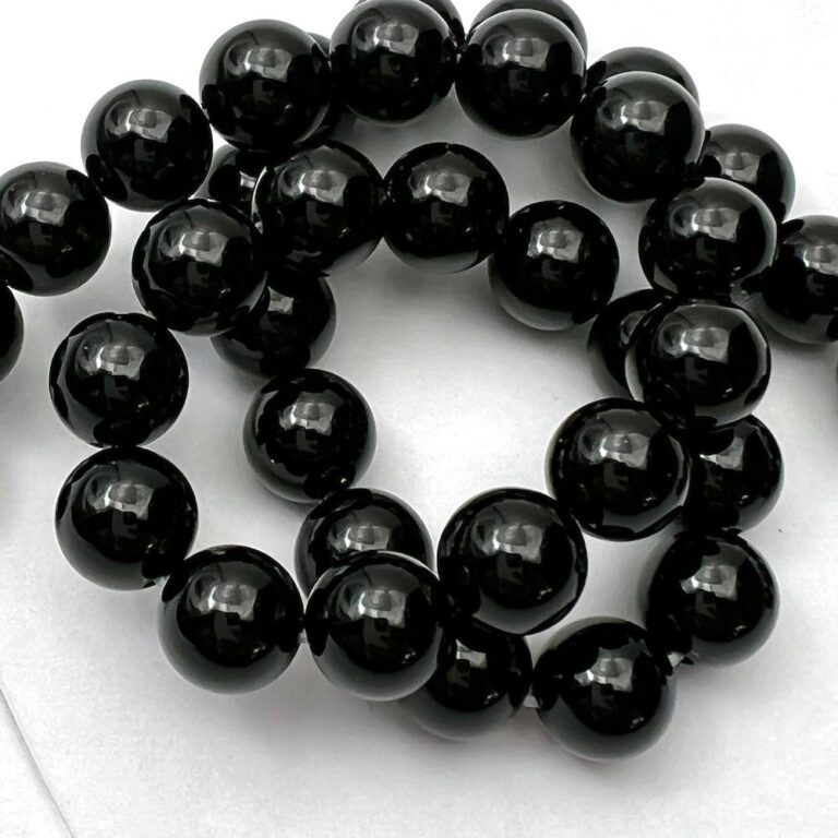 Black Agate Smooth Round Approx 10mm Beads Approx 38cm Strand