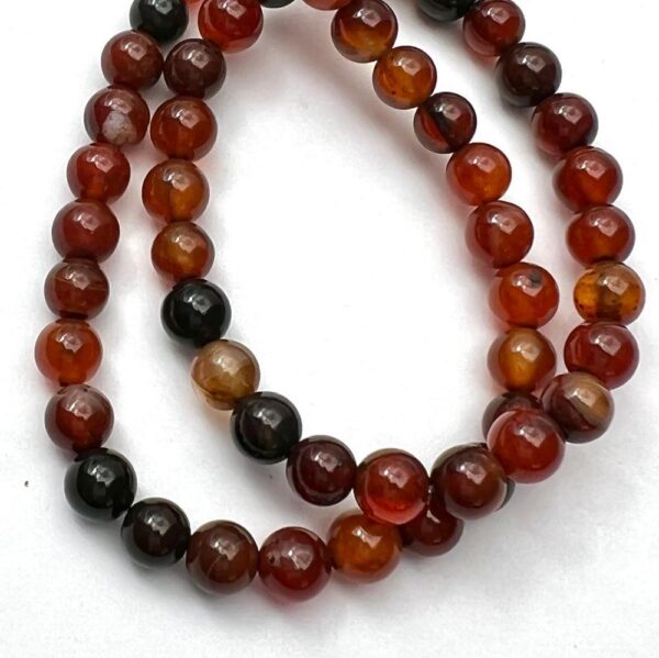 Black & Red Stripe Agate Smooth Round Approx 6mm Beads Approx 38cm Strand