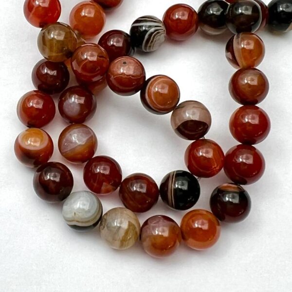 Black & Red Stripe Agate Smooth Round Approx 8mm Beads Approx 38cm Strand