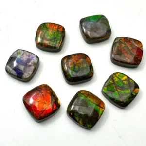 Ammolite Rounded Square Shaped Cabochon Doublet Approx 18mm