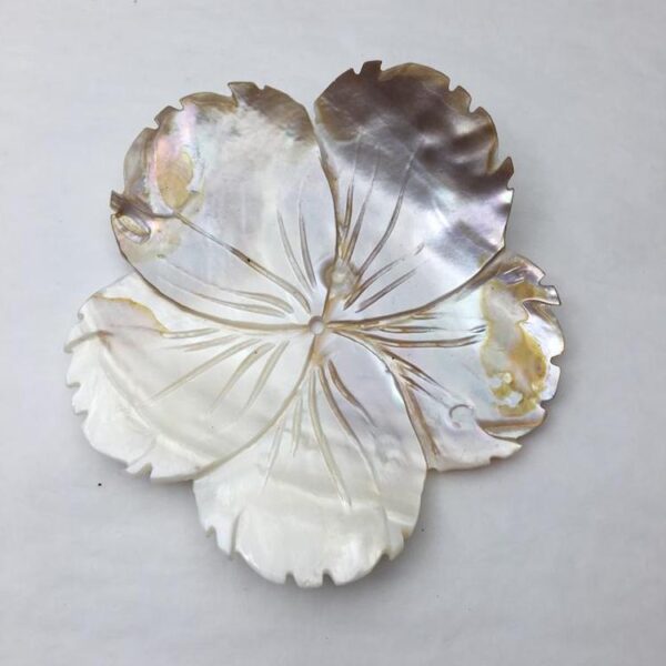 Carved Shell Flower with Centre Drill Hole Approx 10cm 1pc - Image 2
