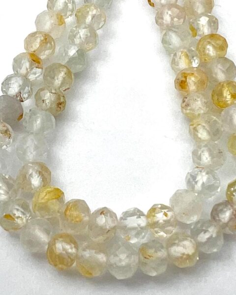 Yellow & White Topaz Faceted Rondelles Approx 2 x 4mm Approx 38cm Strand