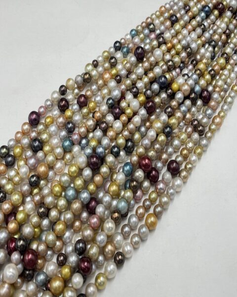 Fresh Water Cultured Pearl Mixed Colour (Dyed ) Round 5.5 - 8 mm 38cm String