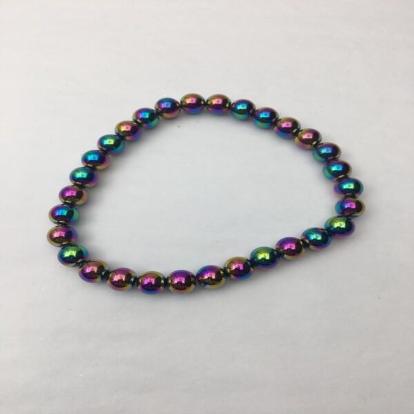 Colourful Hematite 6mm Round Beads Stretchy Bracelet - Image 4